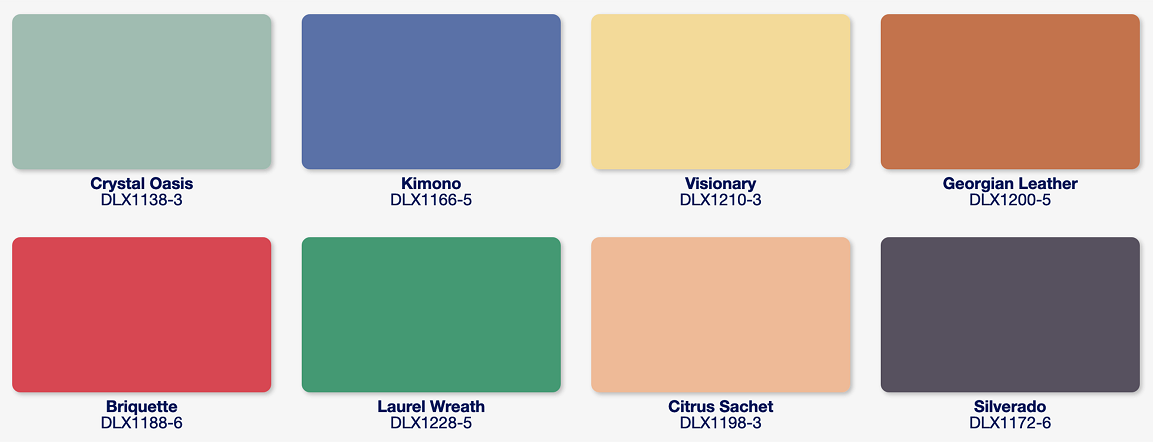Dulux 2023 Duality trend paint colour chips